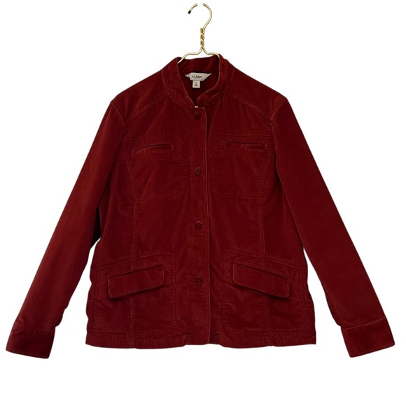 L.L. Bean Jackets & Blazers - L.L. Bean Deep Rust Red Corduroy Utility Jacket Button Front Size Large